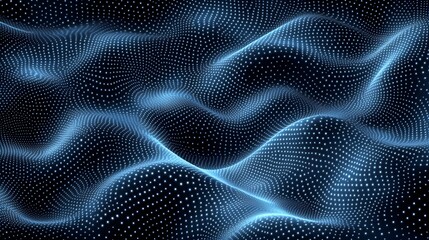 Glowing points form a fluid, undulating surface against a dark background.