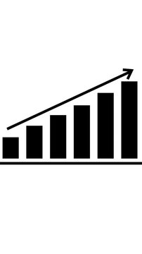 Black Bar Chart with Upward Arrow on White Background graph statistics