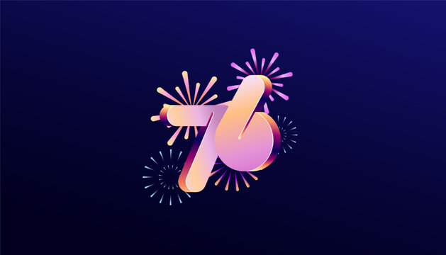 Gradient Colored 3D numbering anniversary 76th, 76th Happy Anniversary with colourful gradient, celebrating and greeting design banner.