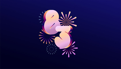 Fototapeta premium Gradient Colored 3D numbering anniversary 83th, 83th Happy Anniversary with colourful gradient, celebrating and greeting design banner.