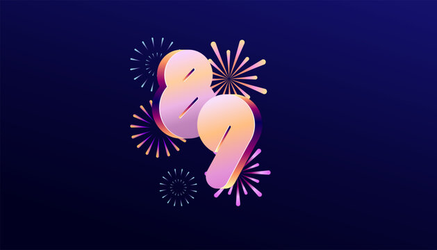Gradient Colored 3D numbering anniversary 89th, 89th Happy Anniversary with colourful gradient, celebrating and greeting design banner.