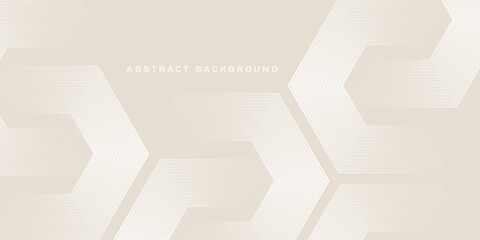 Fototapeta premium Abstract background with glowing white geometric line design. Modern glossy white hexagon line pattern for covers, posters, banners, presentations, and certificates.