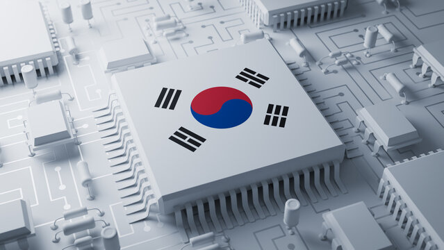 South Korea semiconductor chip trade tariff. 3d rendering