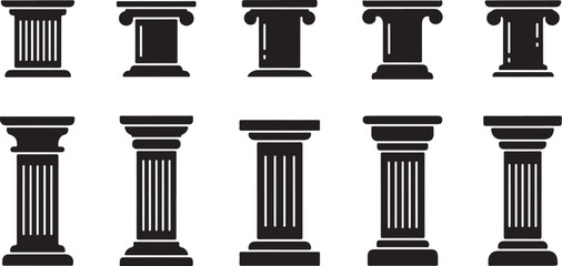 Black and white illustration of various column designs