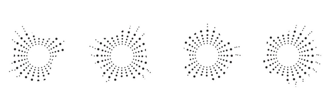 Sound equalizer icons with abstract Halftone Circular Shape Background. Three colorful abstract halftone circular shapes with  dots, for modern design use.