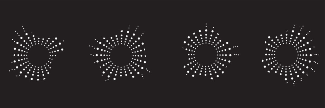 Sound equalizer icons with abstract Halftone Circular Shape Background. Three colorful abstract halftone circular shapes with  dots, for modern design use.