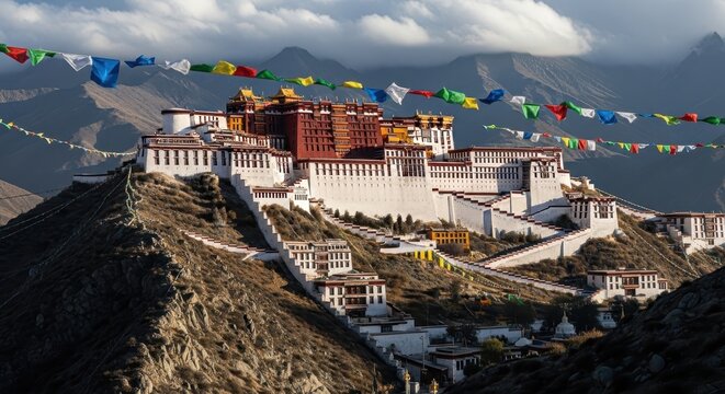 Majestic Potala Palace - A Symbol of Tibetan Buddhism and History.