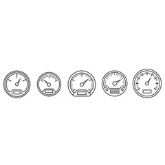 Set of five retro gauge meters icons