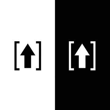 Upload arrow icon design in black and white squares