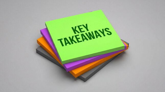 Vibrant sticky notes with key takeaways on top for business presentations