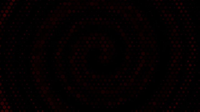 Red hexagons spiral pattern abstract digital futuristic motion graphics loop suitable for tech presentations, gaming intros, cyberpunk themes, or modern visual backdrops.