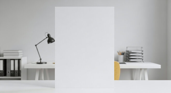 Office mockup with desk and objects