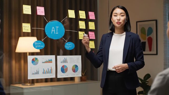 Woman presents AI concept.