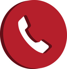 3D Icon Phone Call Red Round Button Contact Telephone Symbol Communication Support Sign Modern Glossy Minimal UI Element Isolated Design Transparent Background