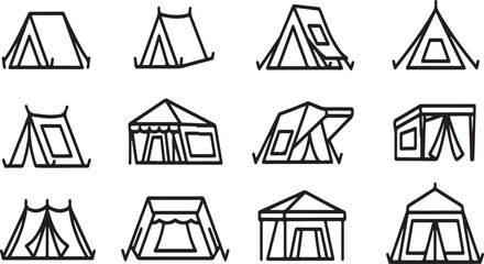 A diverse collection of various tent designs and structures for camping Vector © Nur