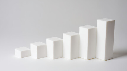 Rectangular step-like blocks rise progressively, symbolizing steady financial growth through a simplified geometric structure that reflects market movement without detailed data.