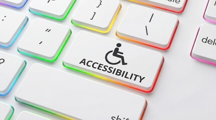 Accessibility symbol on modern keyboard with rainbow backlight
