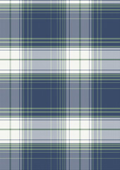 Abstract blue geometric vector background featuring a seamless plaid fabric texture with colorful checkered square patterns and striped line decorations for wallpaper design