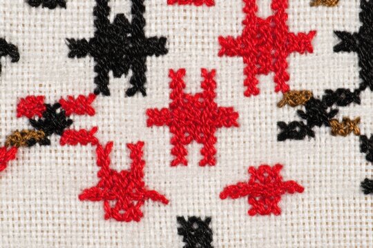 Cross-stitch texture, X-shaped stitches on Aida cloth, pixelated handmade pattern