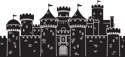 Castle silhouette vector illustration, medieval fortress, fairytale kingdom, fantasy © MdSaddam