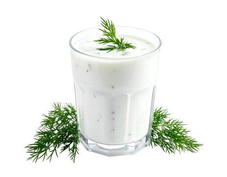Ayran homemade yogurt drink with dill isolated on transparent png
