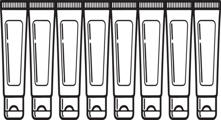 Eight empty tubes of paint standing upright in a row Vector © Nur