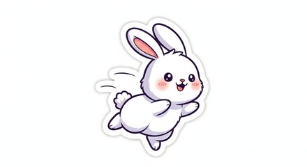 Fototapeta premium AIzaSyBFcFvcPByegxKqKy-518t5MF7DMOm4IUQ Adorable White Bunny Rabbit Cartoon Illustration