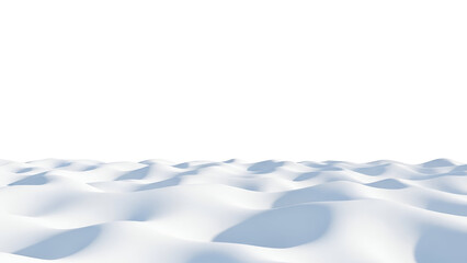 Fototapeta premium Abstract undulating white snow dunes on a white background