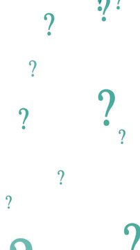 Teal and Aqua Question Marks Scattered on a White Background symbol punctuation
