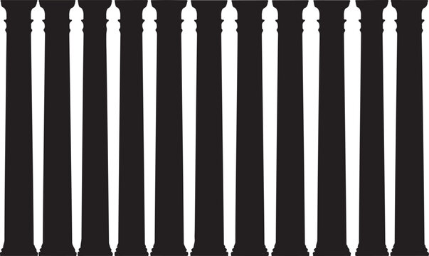 Black and white fence with vertical bars pattern design
