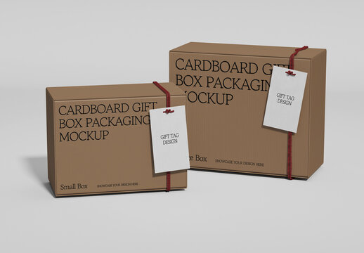 Cardboard Gift Box Packaging Mockup