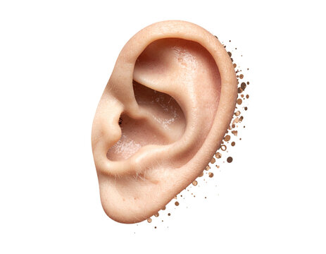 Trendy abstract cutout ear halftone collage element for design montage