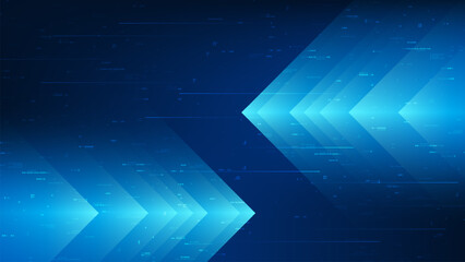 Obraz premium Abstract technology background with a forward arrow symbolizing industrial growth, innovation progress, digital transformation, business expansion, and the future development of technology industry