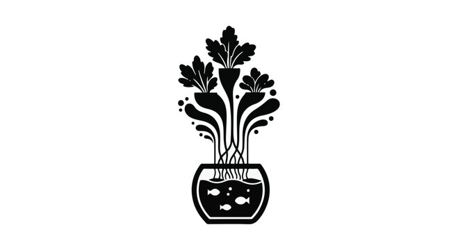 Whimsical illustration of plants and fish thriving together in a stylized bowl, symbolizing harmony and growth.