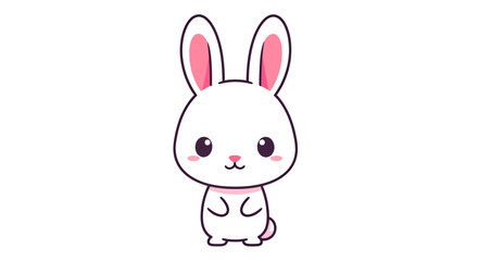 Obraz premium Cute White Bunny Vector Illustration, Cartoon Style Graphic for Easter or Children's Design