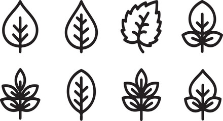 A collection of various leaf illustrations in a minimalist design Vector © Nur