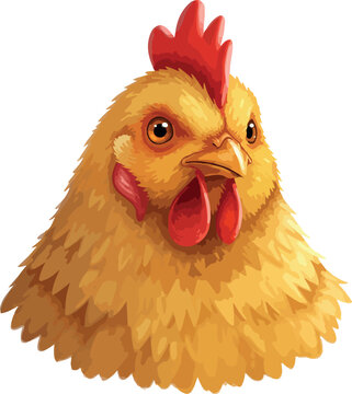 Detailed Yellow Chicken Head Vector Illustration Detailed Realistic Farm Animal