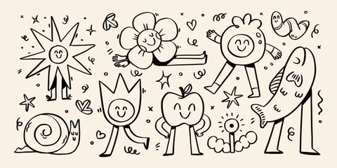 Whimsical Cartoon Nature Elements © creative_jen