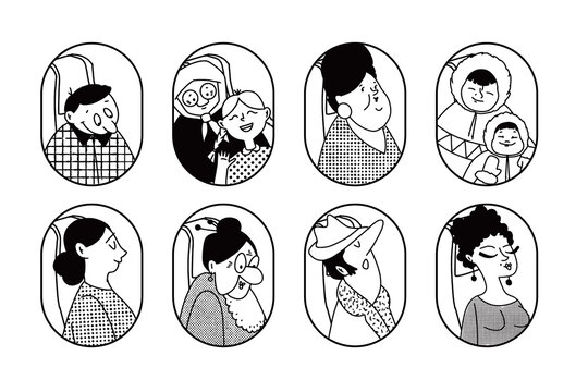 Airplane passengers in oval windows