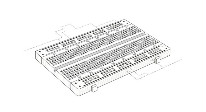 Electronic Breadboard for Prototyping Circuits - White Background
