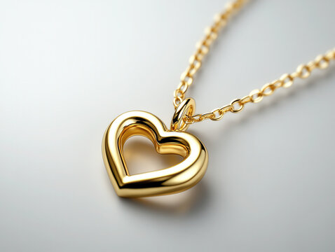 Gold heart pendant gold necklace heart jewelry love gift romantic accessory shiny metal fine jewelry elegant chain fashion detail valentines present Gold heart pendant elegant chain with shiny