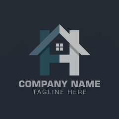 This contemporary logo showcases a unique home design that blends modernity and elegance, effectively representing a trustworthy and innovative real estate business identity.