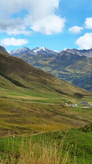 Snow-covered peaks of the Mont Blanc Massif in the French Alps, Savoie, France, Europe.