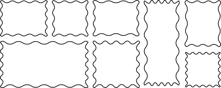 Zigzag wavy edges, rectangles, photo frames, text boxes, tags, labels.