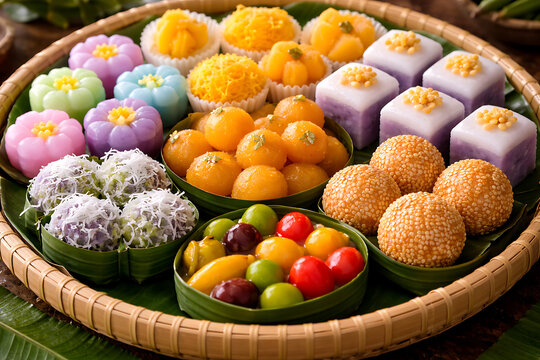 A platter of colorful, bite-sized desserts, artfully arranged and presented