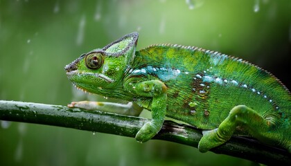 Exploring The Vibrant World Of The Green Chameleon Naturers Master Of Camouflage In Wet Wildlife Environments