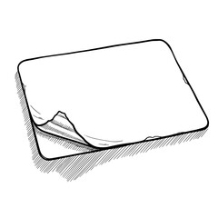 Illustration of a card with a peeled edge on a white background, showcasing a minimalist design with isolated elements and shadow effects