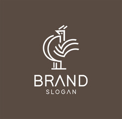 Vector Line Art Chicken Rooster Logo Design Inspiration Vintage Retro Hipster © Ayana
