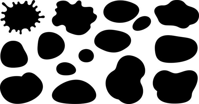 Solid Black Organic Blob and Ink Blot Vector Silhouette Set.eps