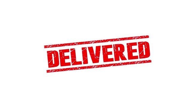 Delivered rubber stamp icon animation, Animated Delivered Rubber Stamp Icon Animated, Delivered Animated Red grunge rubber stamp with White Background.